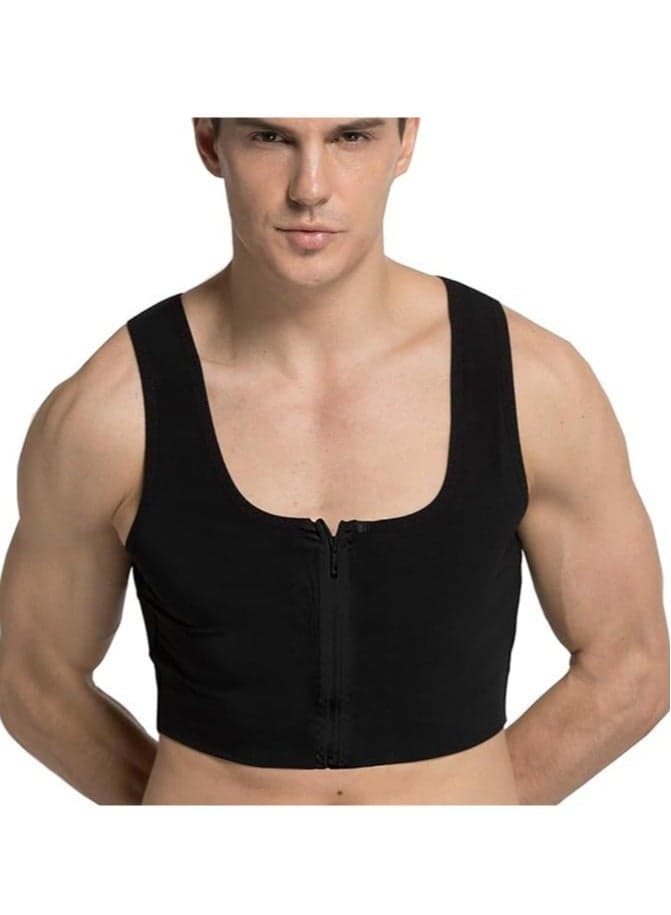 Chest Binder Vest for Men, Gynecomastia Compression Shirt Slimming Body Shaper, Men's Shaper Flat 2 Rows Clasp Bust Corset Vests