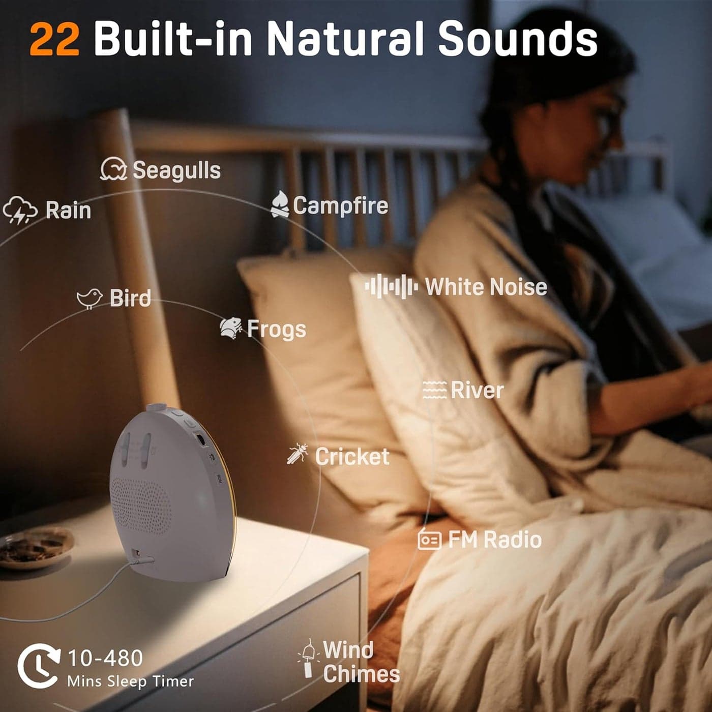 Sunrise Alarm Clock White Noise Sound Machine with 25 Soothing Sounds 17 Night Lights Bluetooth Speaker Wake Up Light Alarm Clock for Bedrooms Heavy Sleepers Ideal Gift for Baby Kids Seniors