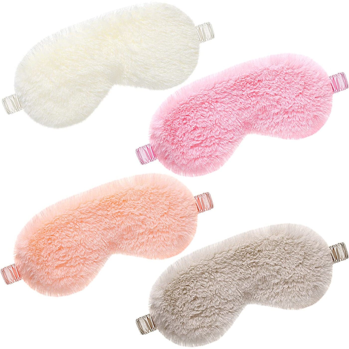 4 Pieces Plush Eye Mask Silk Furry Sleep Masks Comfortable Blindfold Eye Cover Colorful Satin Night Eyeshade Cover for Women Men Sleep Travel Nap Sleeping Solid Fresh Colors