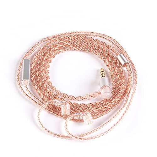KBEAR 4-Core Pure Copper Recessed 2Pin IEM Cable with Mic, HiFi Wired Earbuds Detachable Cable for KZ ZS10 PRO/ZS10 PRO X/ZSN PRO/ZSN PRO X/DQS/EDX/EDX PRO/CCA CRA/C12 Headphones (QDC 3.5MM, with Mic)
