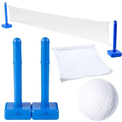 SWIMLINE ORIGINAL Pool Volleyball Net Games Set With Ball Adjustable Up To 20 Feet Wide For Kids Adults 2 Blue WaterFill Bases Easy Assembly Compatible W Outdoor Indoor Inground Pools