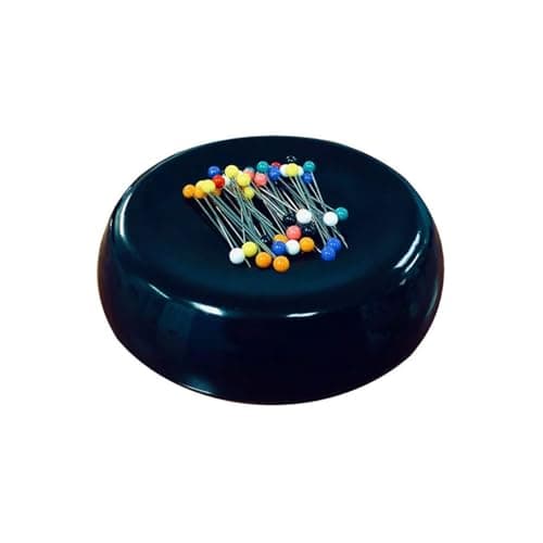 Grabbit Magnetic Sewing Pincushion with 50 Plastic Head Pins Magnet Pin Organizer for Quilting Embroidery Needles Bobby Pins Craft Storage Black