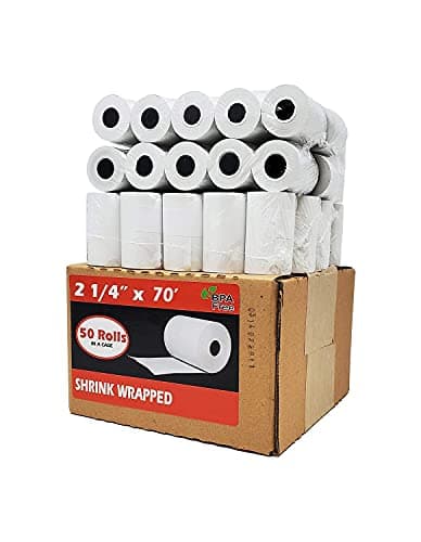 BuyRegisterRolls 50 Rolls 2 14 x 70 Thermal Paper 55 GSM Premium Quality German Paper Large Rolls For Clover Flex Verifone VX520 Ingenico ICT220 ICT250 First Data FD400 BPA Free