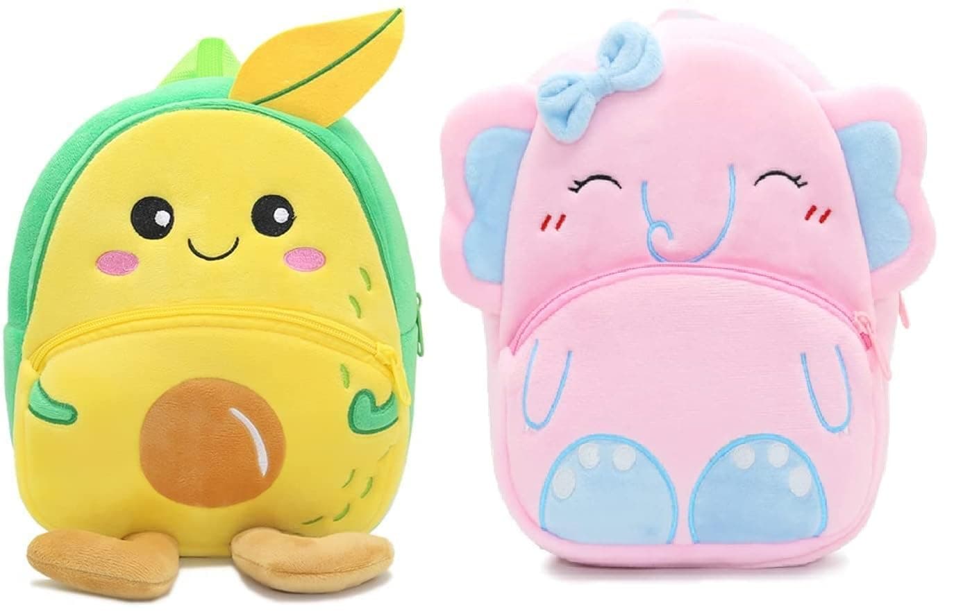 blue tree Cute Boy's and Girl's Plush Bag Medium Quality Full Embroidery Designs Mini Travel Backpack Mango (Mango-Pink Elephant)