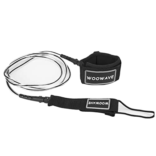 WOOWAVE Surfboard Leash Premium Surf Leash SUP Leg Rope Straight 6/7/8/9 feet for All Types of Surfboards (Clear Black Core, 9ft & 7mm)