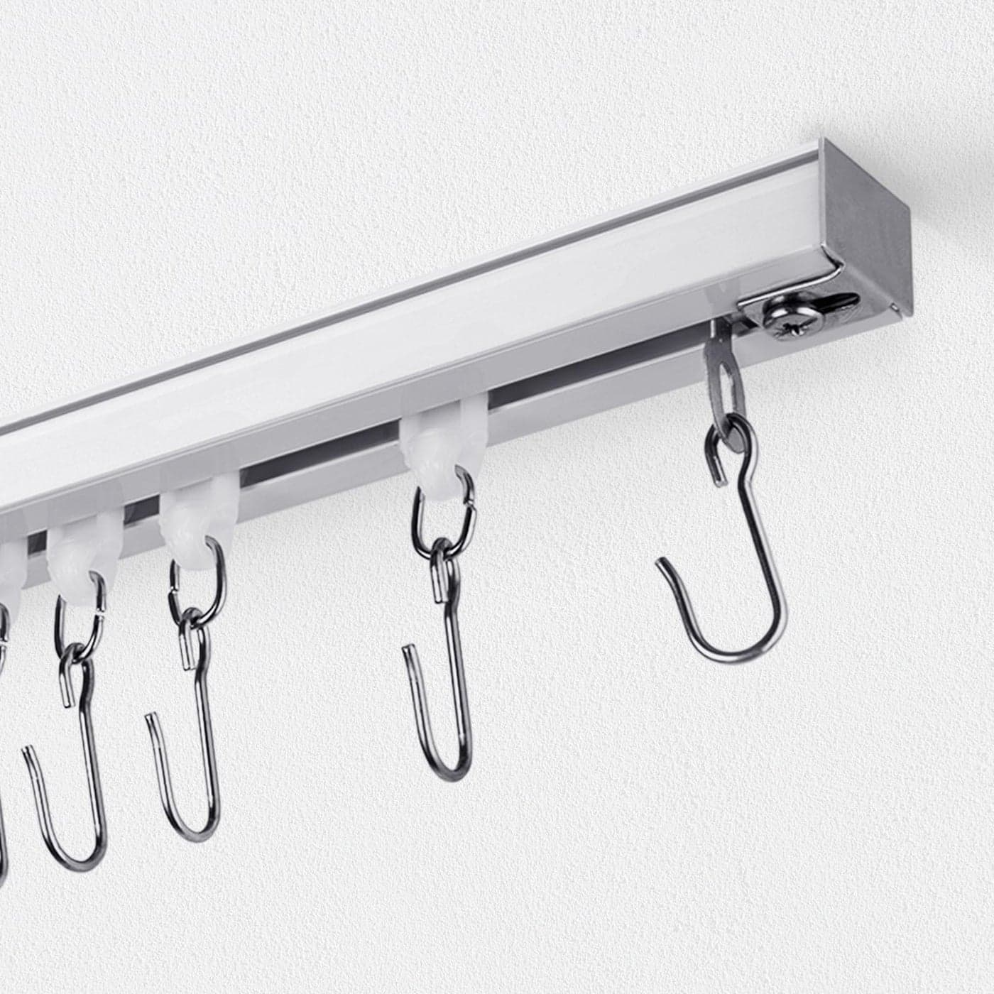 Curtain Track Ceiling Curtain Track with Roller Hooks Ceiling Mount Rail Set for Room Divider 6ft 9ft White
