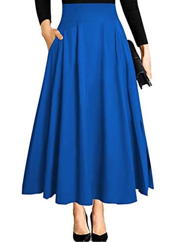 Ariel Costume Women Adult Long Blue Skirts 2025 Faldas de Mujer Elegantes Cute High Waisted Maxi Pleated A Line Circle Skirt with Slit XL 1X