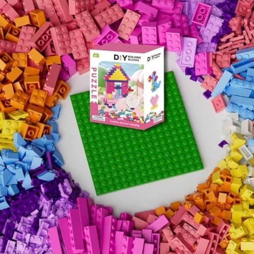 500 Piece Classic Building Bricks and 1 Green Baseplate Compatible with Lego and Other Major Brands Mixed Bricks Bulk Creative Building Toys Blocks Bulk for Kids Ages 6 Girls Color
