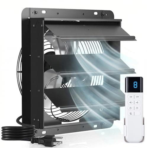 addlon 12 Shutter Exhaust Fanwith Remote Control, 8 Speeds 25W Energy Efficient DC Motors, 1200CFM, 8-Hour Timer, Garages/Greenhouse/Attic/Chicken Coop Ventilation Fan,Low Noise, Plug & Play
