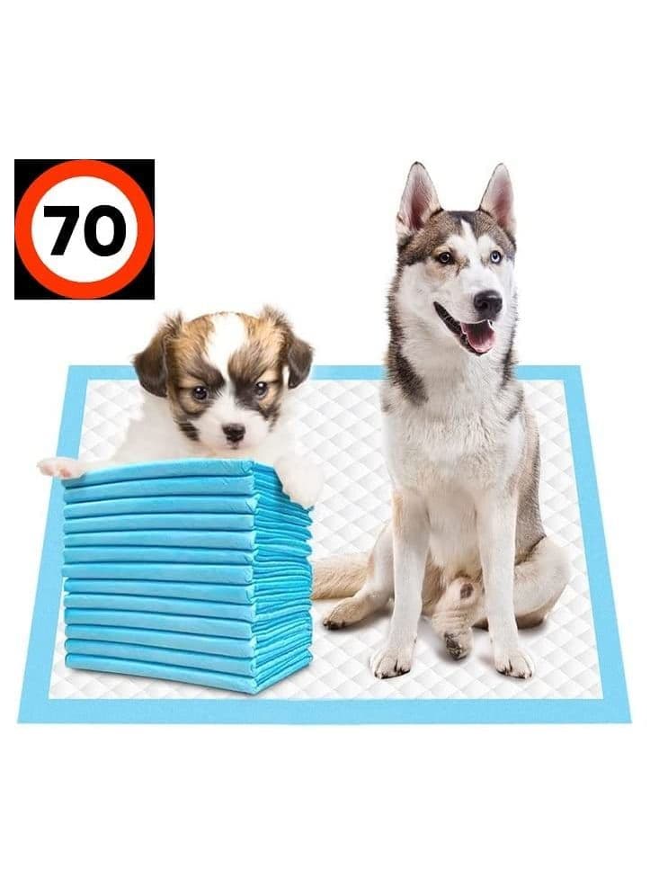 70-Pieces Packed in 7 Pouches 60 cm x 90 cm XL Pet Training Pads & Puppy Pads Super Absorbent Pee Pads for Dogs, Leak-Proof Potty Training Pads for Puppies Cats Rabbits Pet Pads