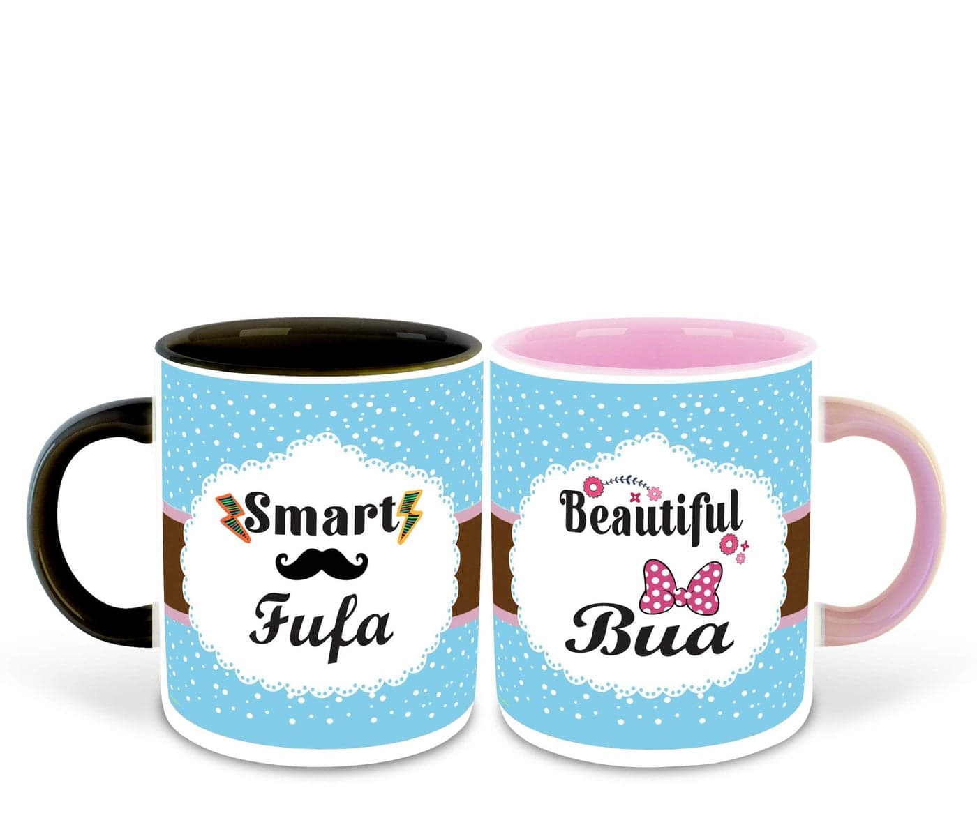 WHATS YOUR KICK Fufa and Bua Inspired Black & Pink Inner Colour Set of 2 Coffee Mug- Fufa Ji, Bua Ji, Best Quotes, Happy Birthday, Relation, Couple Quotes, Unique Gifts (Fufa & Bua)