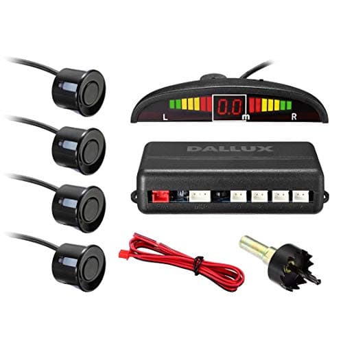 DALLUX LED Display Parking SensorCar Reverse Backup Radar SystemLED DisplayBuzzer Alert4 Black Color Parking sensors for Universal Auto Vehicle