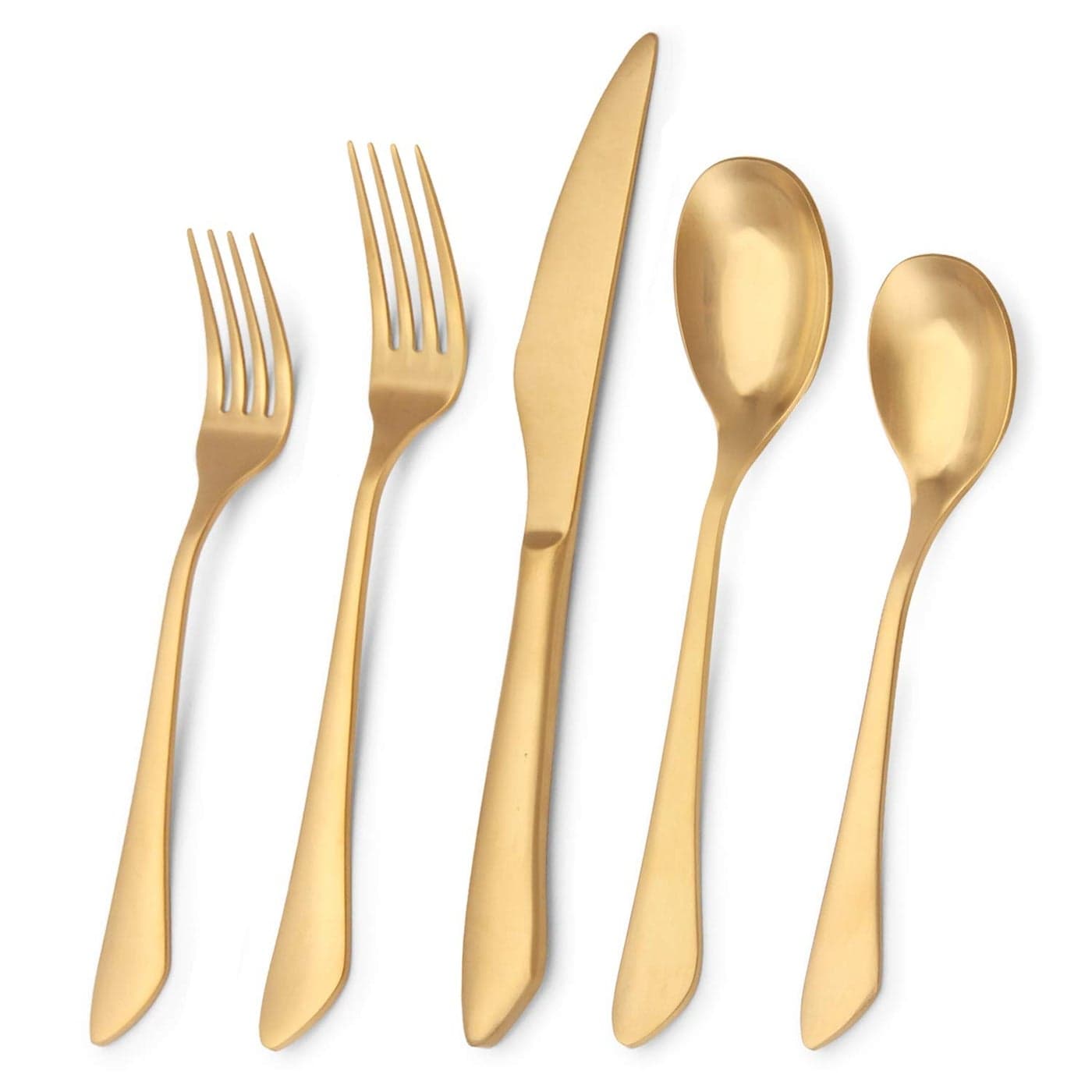 Matte Gold Silverware Set 20Piece Stainless Steel Flatware Set Kitchen Utensil Set Service for 4 Satin Finish Tableware Cutlery Set for Home and Restaurant Dishwasher Safe