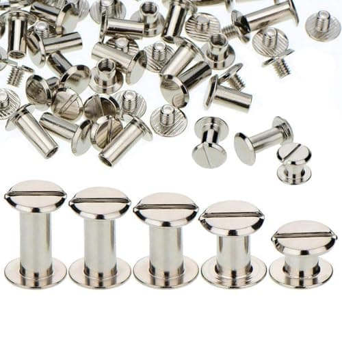 Chicago Screws Binding Screw Leather Screw Nail Rivet Button Solid Belt Tack - Silver M5x1/4, 3/8, 1/2, 9/16,11/16 Inches