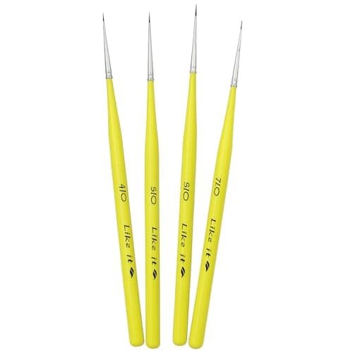 Like It Ultra Micro Spotter Detail Brush Set 4pcs – Sizes 7/0 6/0 5/0 4/0 – Kolinsky Synthetic Hair, Slim Wood Handle, Precision Miniature Painting & Detailing Tool for Fine Work