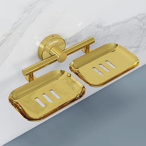 Plantex Galaxy 304 Grade Stainless Steel Rectangular Double Soap Dish for Bathroom/Soap Stand/Soap Holder/Soap Storage/Bathroom Accessories – (PVD Gold)