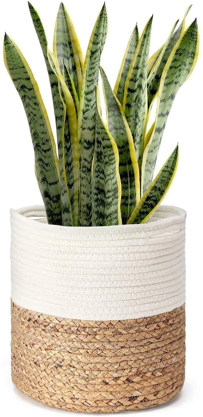NR Home Stores Hand Crafted Jute Basket For Storagejute baskets for organizing Plant pot Baskets 8x8IN 10 x 10 inch Beige