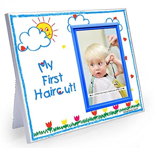 My First Haircut! - Picture Frame Memorable Moment Photo Gift - Crayola-Tabletop Size, 8.25 x 7 in - Easy-Load 3.5 x 5 Photo,