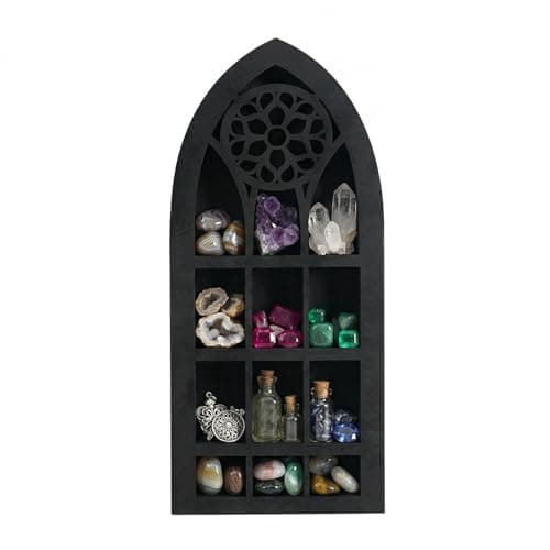 Gralara Wall Display Shelf Modern Church Window Design Stones Holder Wall Hanging Shelves for Kitchen Bathroom Office Gothic Room Decoration Bedroom