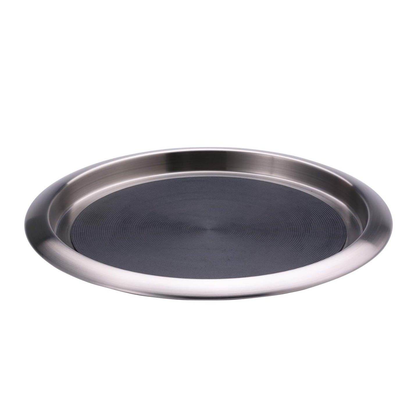 Service Ideas TR1412SR Tray with Top and Bottom Built in Non-Slip Rubber Inserts, 12" Round, Dishwasher Safe, Stainless Steel