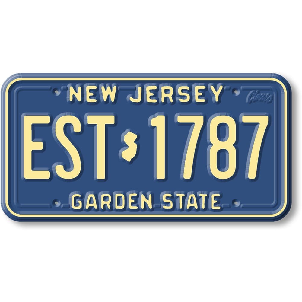 New Jersey State License Plate Magnet by Classic Magnets 19 x 38 Collectible 3D Rubber VintageStyle Souvenirs and Gifts Made in The USA