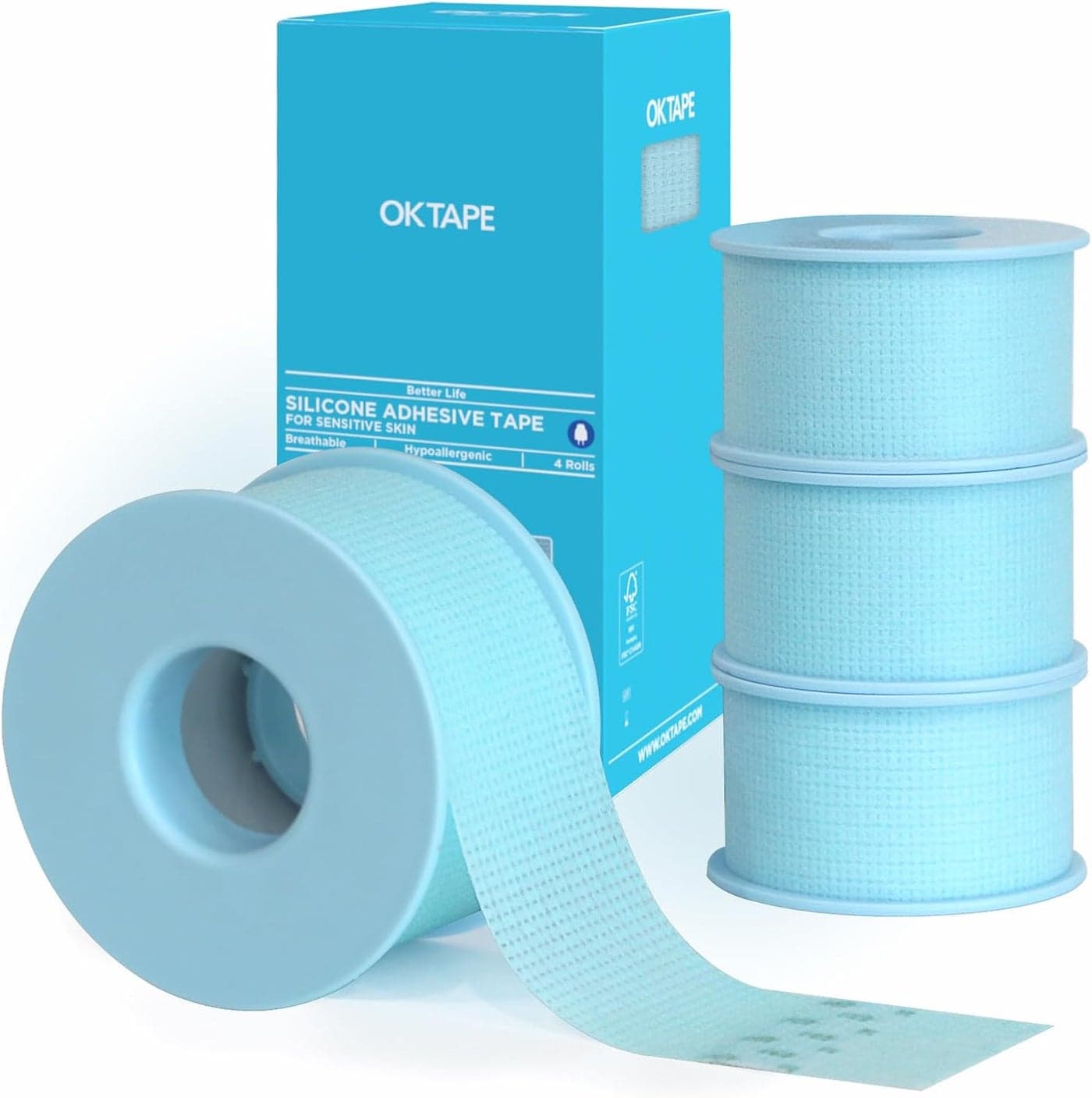 OK TAPE Silicone Medical Tape 4 Rolls for Sensitive SkinWaterproof Surgical Tape for Secures Dressings and GauzePainFree Removal Micropore Tape First Aid Bandage Tape1 x 5yd