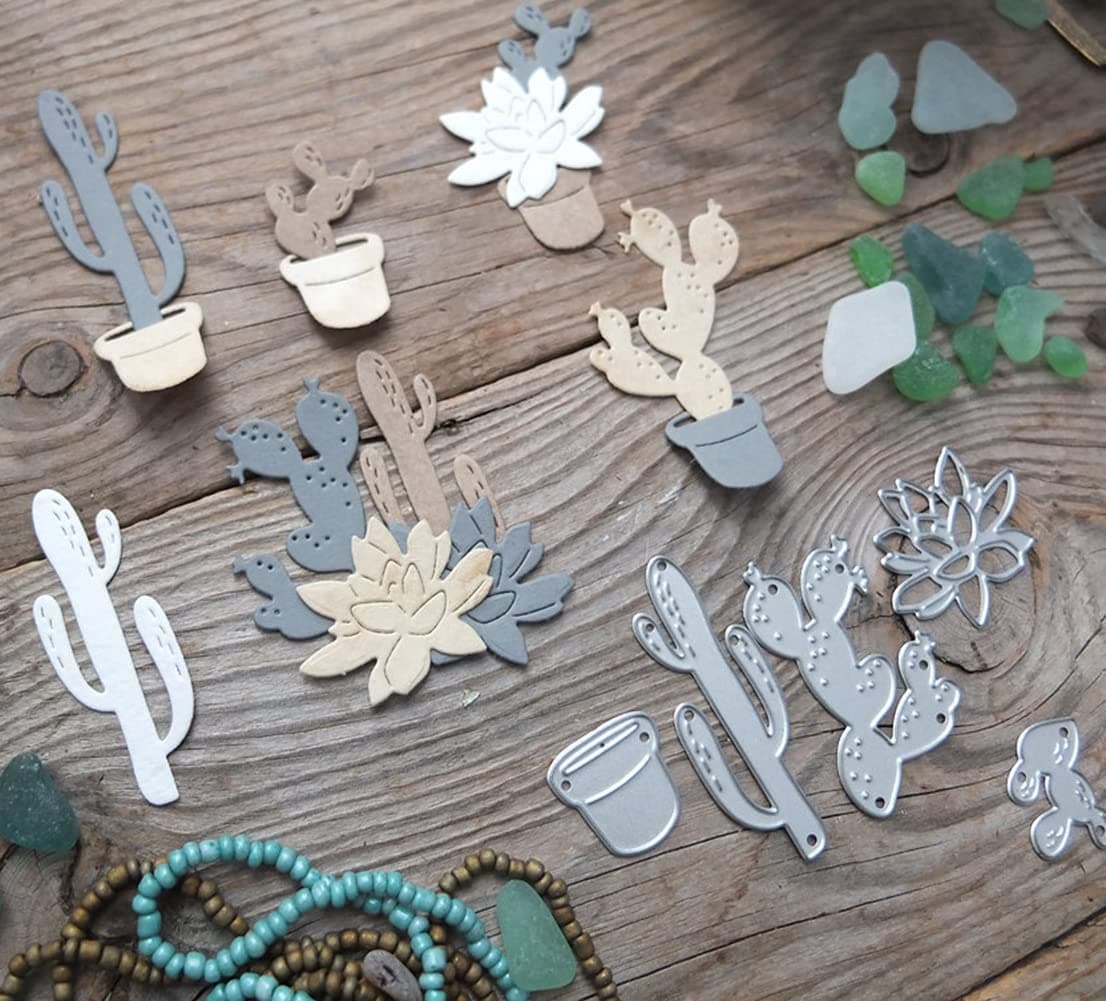 Potted Plants Cutting Dies Cactus Die Cuts for DIY Scrapbooking Album Card Making Decor Paper Crafting