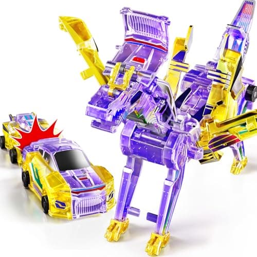 KIZONLY Collision Transforming Dinosaur Car Toy 2 in 1 Magnet Cars Transform into Dinosaur Toys Fun Robot Dinosaur Toy Cars Birthday Gift for Kids Boys Girls Age 46 612 Year Old
