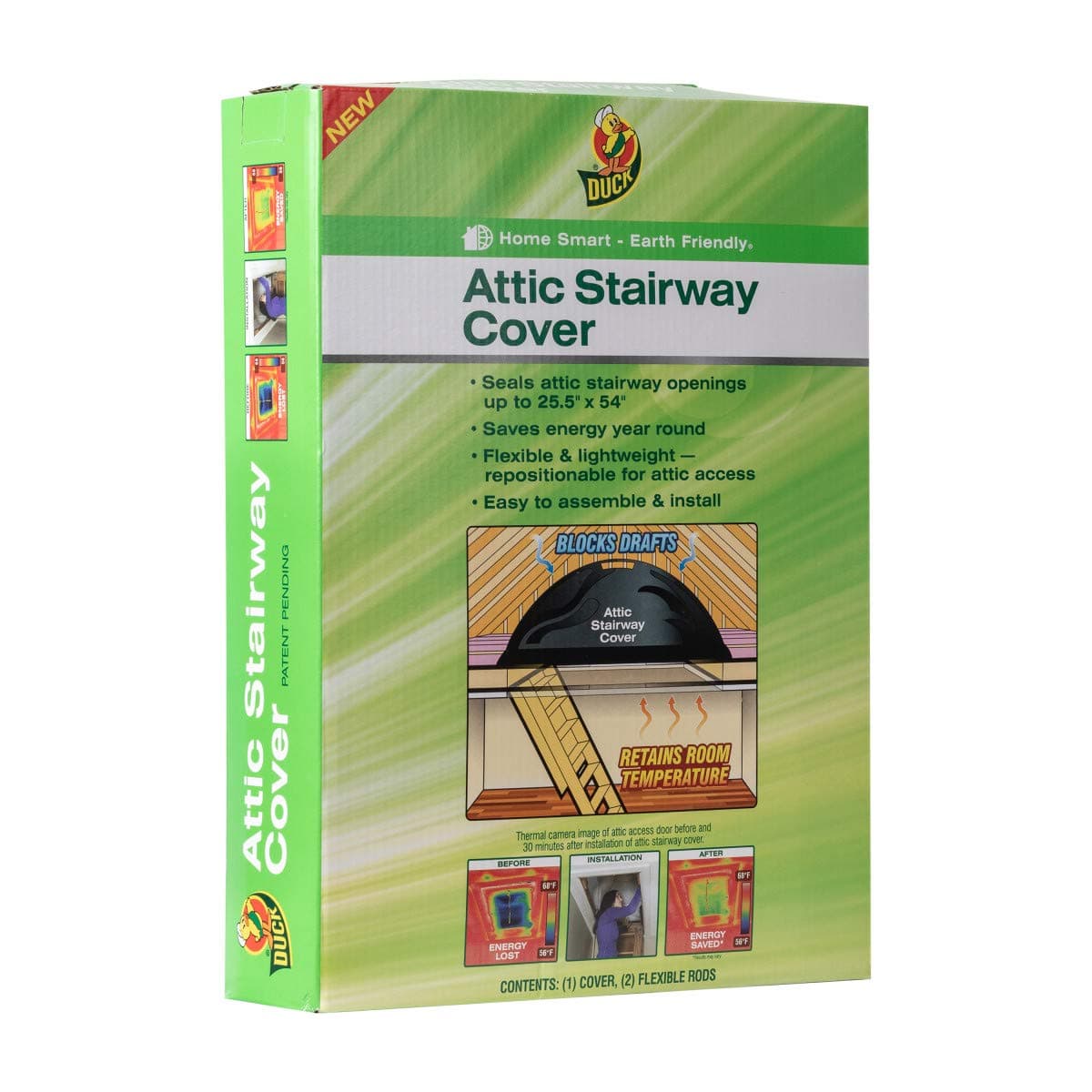 Duck Brand Stairway Attic Cover Energy Saving Attic Insulation Cover Fits Openings up to 255 Inches by 54 Inches for YearRound Weatherization Black 286209