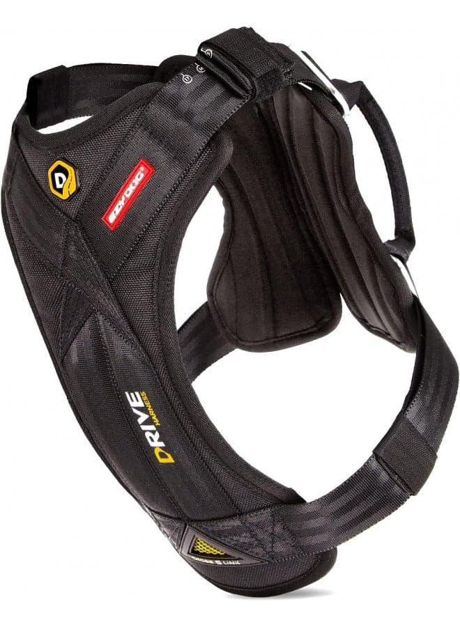 EzyDog Drive Safety Travel Dog Car Harness - Crash Tested US (FMVSS 213) - Premium Vehicle Restraint Vest for Protection and Comfort - Easy One Time Fit and Use with Car Seat Belt (Medium) Black