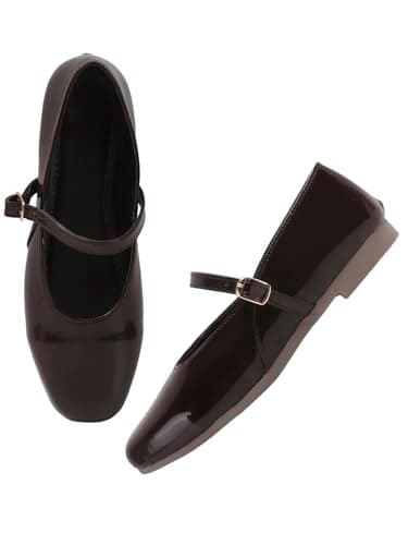 SELFIEE Women Mary Jane Ballet Flats Comfortable Bellies Shoes Round Toe Casual Office Daily Wear Lightweight Slip On