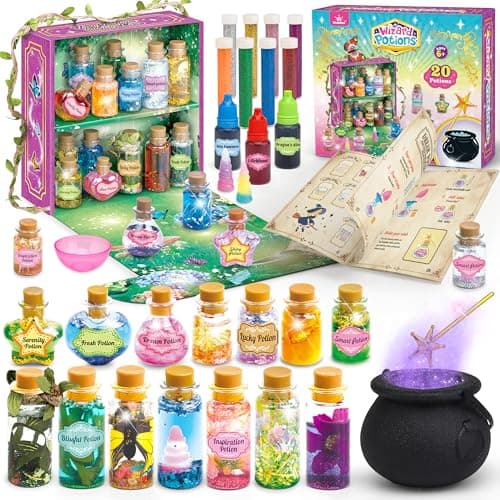 wookidel Fairy Magic Craft Kit for Kids with 20PCS Potion Bottles Fairy Magical Potions Making Craft Kit Gift for Christmas Birthday Creative Art Crafts Kits for Girls Boys 6 7 8 9 10 Year Old