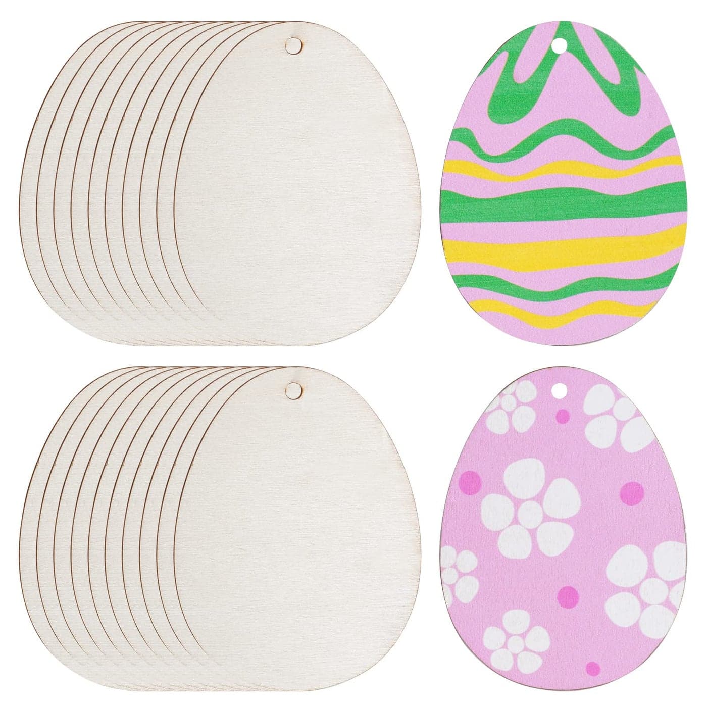 Yookat 50 Pieces Wooden Easter Egg Cutouts Unfinished Wood Easter Eggs Slices for Painting Crafts and Decorations 39 inch