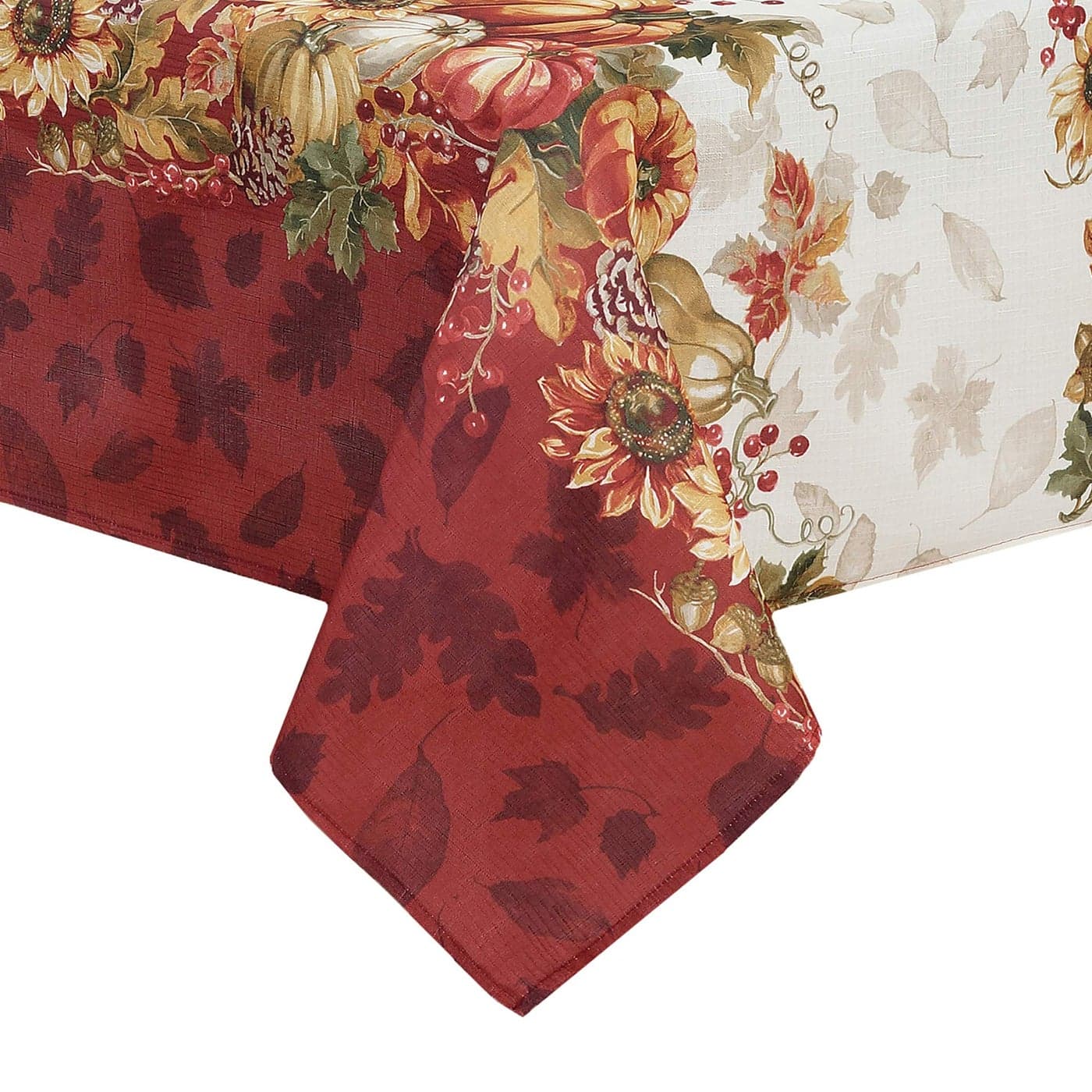 Elrene Home Fashions Swaying Leaves Bordered Fall Seasonal and Holiday Tablecloth 60 x 102 OblongRectangle Multi