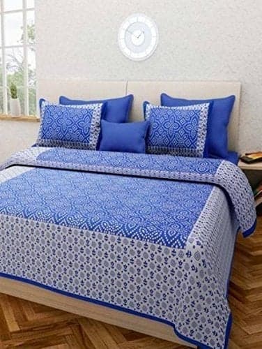 JAIPUR PRINTS Cotton Bedsheet King Size with Pillow Covers 004