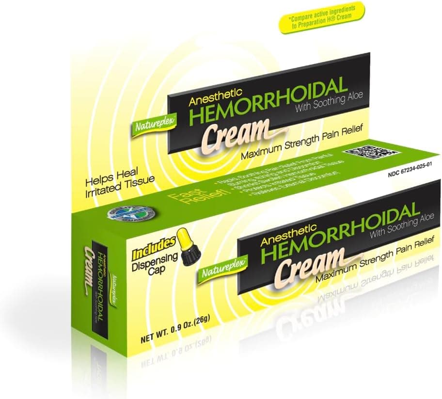 Natureplex Hemorrhoidal Cream 09 oz Phenylephrine 025 Pramoxine 1 Anesthetic Blend to Help Relieve Itching Burning Soreness Made in USA