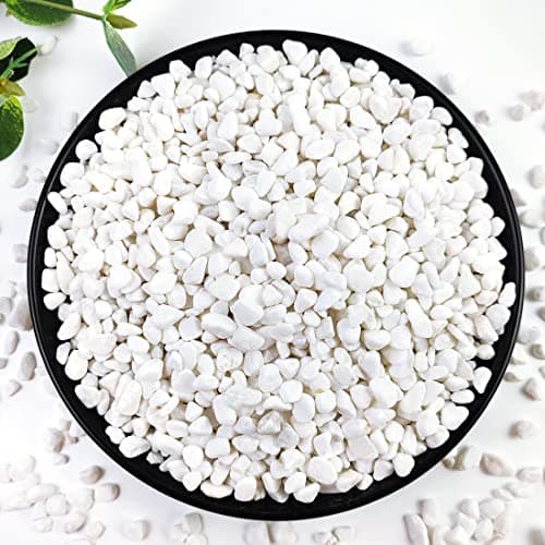 YISZM 2LB Succulent and Cactus Gravel Pebbles, 1/5 Inch White Natural Decorative Polished Stones, River Rocks for Plants, Vases, Aquariums, Terrarium and Outdoor Gardening,White
