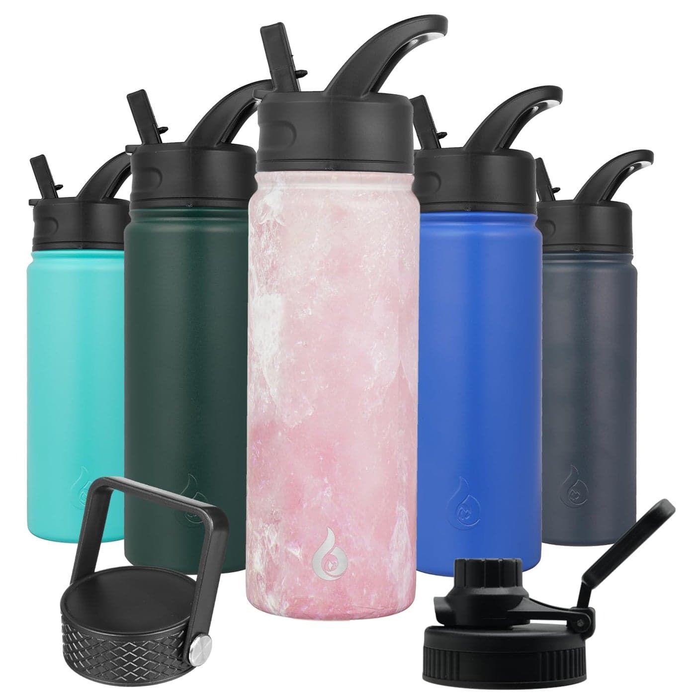 BJPKPK Insulated Water Bottles with Straw Lid 22oz Cold Hot Thermo Stainless Steel Metal Water Bottle with 3 Lids Reusable Thermo Cups Mugs for Daily UseBlossom