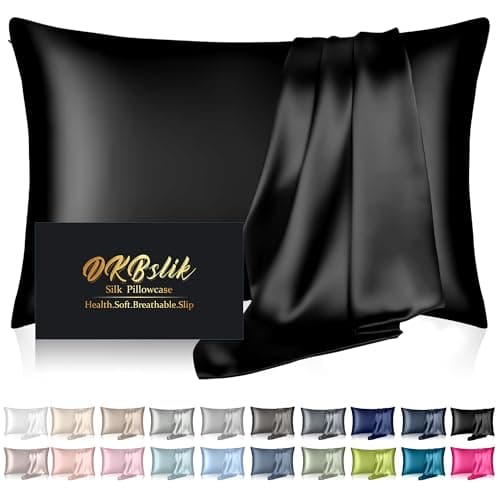Mulberry Silk Pillow Cases King Size Silk Pillowcase for Hair and Skin Both Sides Natural Silk Satin Pillowcase for Sleeping Women with Zipper Gifts for Women Men Black