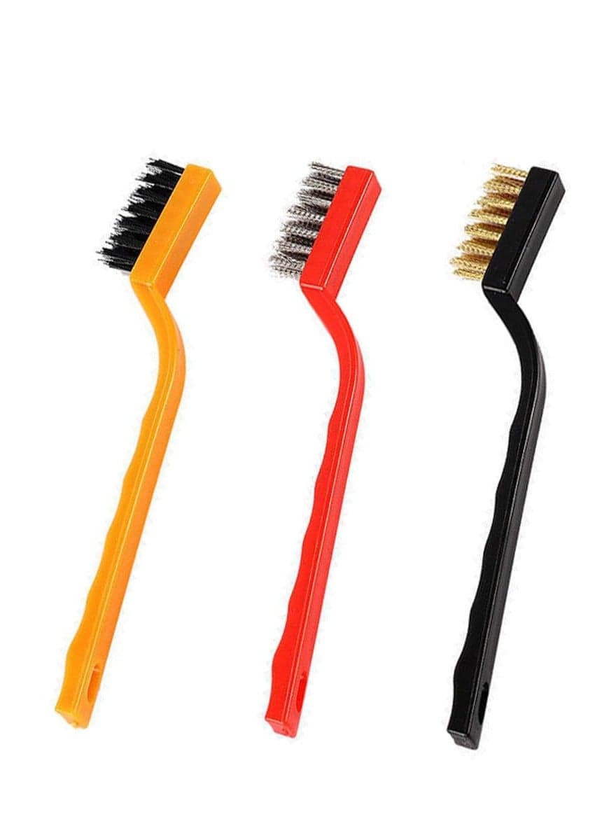 3 Pieces Of Mini Wire Brush Set For Cleaning And Rust Removal, 7 -Inch Industrial Line Brush Set Stainless Steel/Nylon/Brass Brush Hair