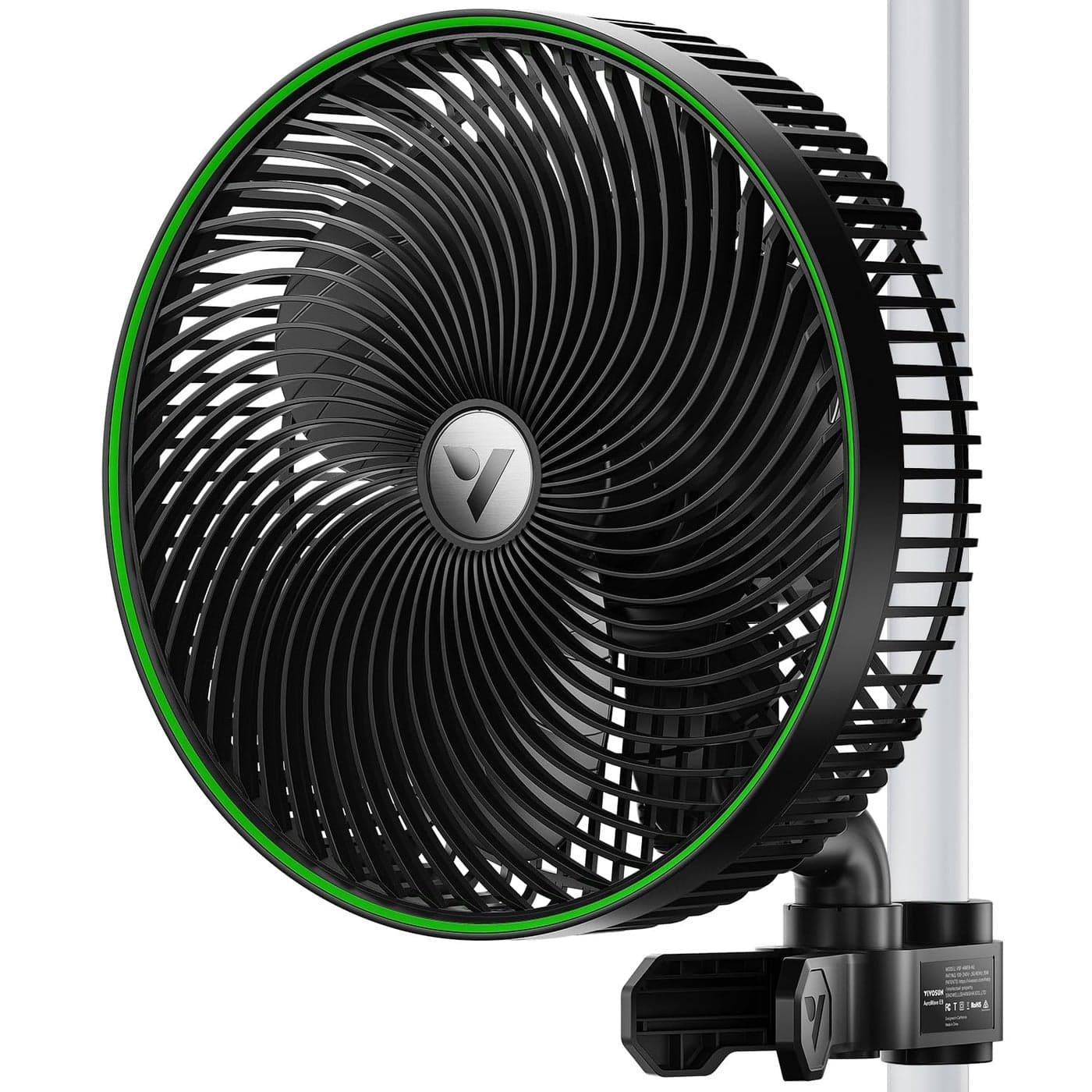 VIVOSUN AeroWave E9 Grow Tent Fan 9 EC Motor WiFiControllable US Patented Auto Oscillating Clip fan IP54 Weatherproof Strong Airflow Quiet for Hydroponic Ventilation Circulation Black