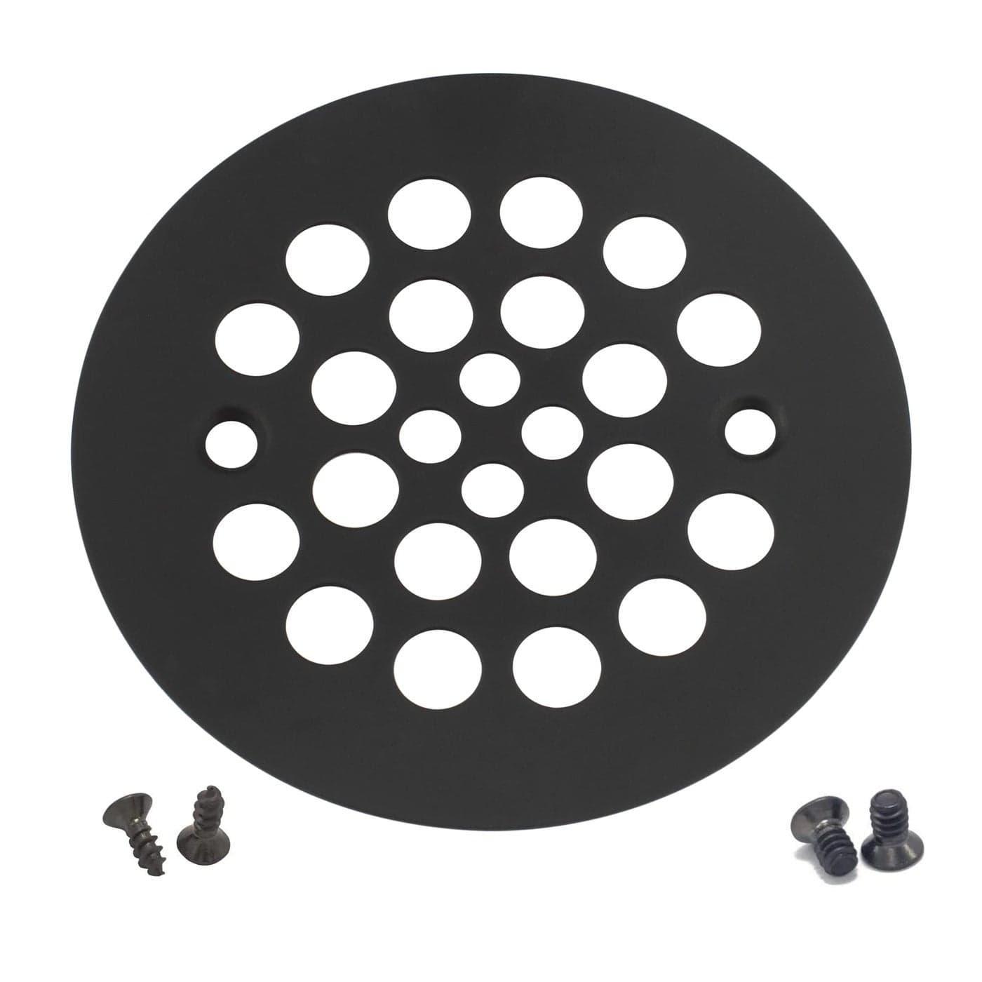 Artiwell 414 Shower Strainer Drain Trim Set Screwin Shower Strainer Drain Cover PlasticOddities Style Replacement Strainer GridMachine SelfTapping Screws Included MATT BLACK