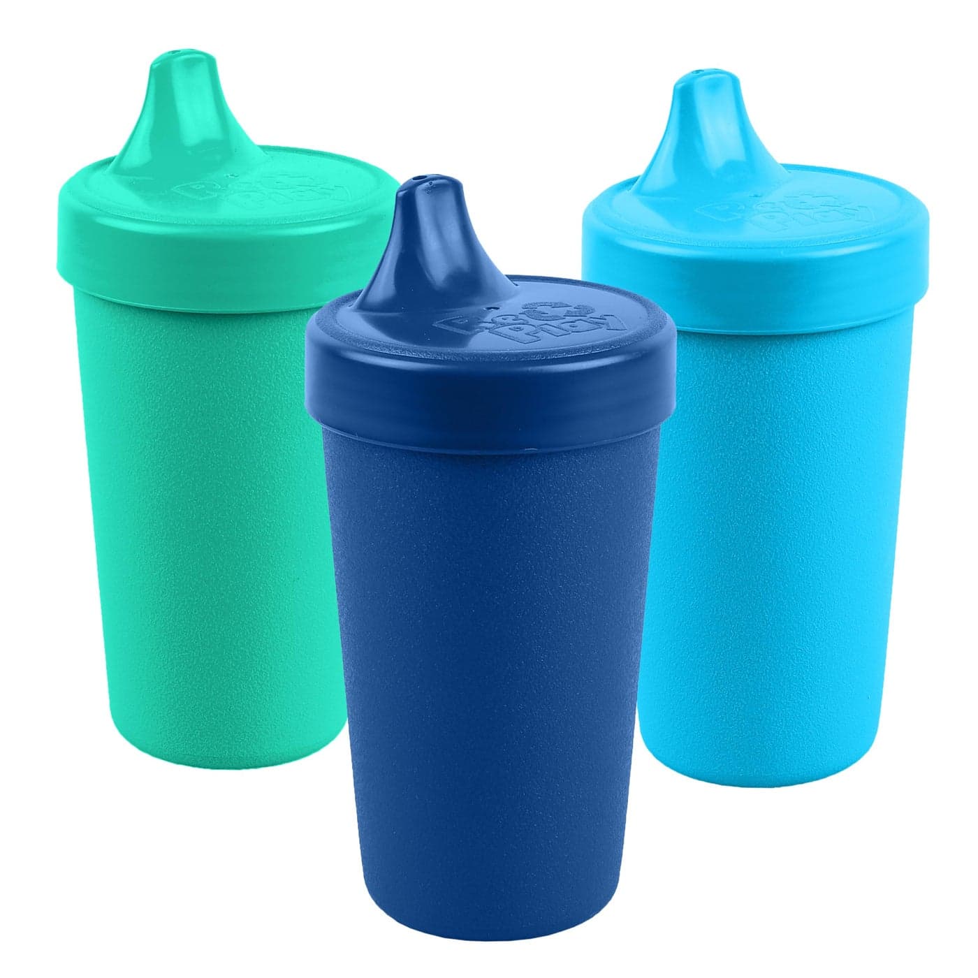 Re-Play Made in USA 10 Oz. Sippy Cups for Toddlers, Set of 3 - Reusable Spill Proof Cups for Kids, Dishwasher/Microwave Safe - Hard Spout Sippy Cups for Toddlers 3.13" x 6.25", A True Blue