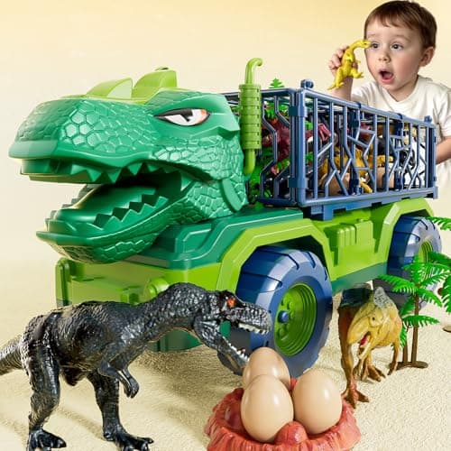 Dinosaur Truck for Kids 24 Dinosaur Action Figure Toys for Toddler 35 with 8 Dinosaur Figures Play Mat Egg Tree TRex Transport Car Carrier Birthday Gifts Toys for Boys 2 3 4 5 6 Year Old