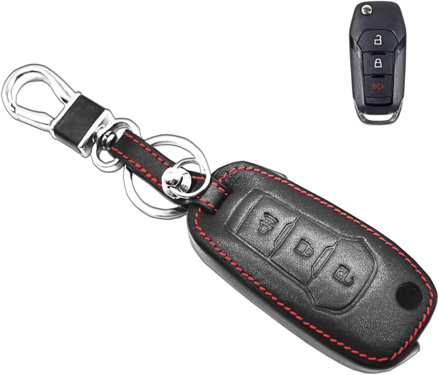 MECHCOS Leather Key Fob Cover for 2015-2019 Ford F-Series & 2016-2017 Explorer