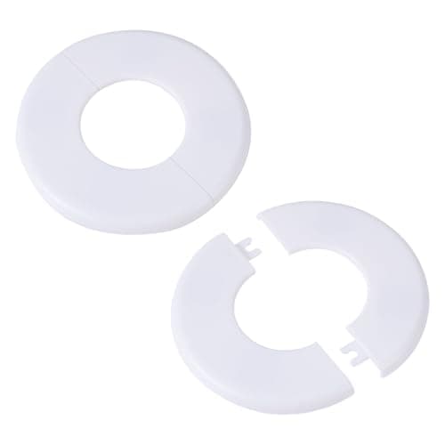 2pcs Wall Split Flange, Self-Adhesive ABS Round Escutcheon Plate Plumbing Cover Plates for 51mm/2in Diameter Pipe Faucet Decoration Accessories (White)