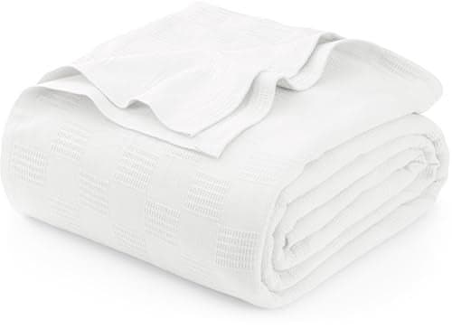 Utopia Bedding White 100 Cotton Blanket Full Size 90x84 Inch 350GSM Lightweight Soft and Breathable Thermal Blanket for All Seasons