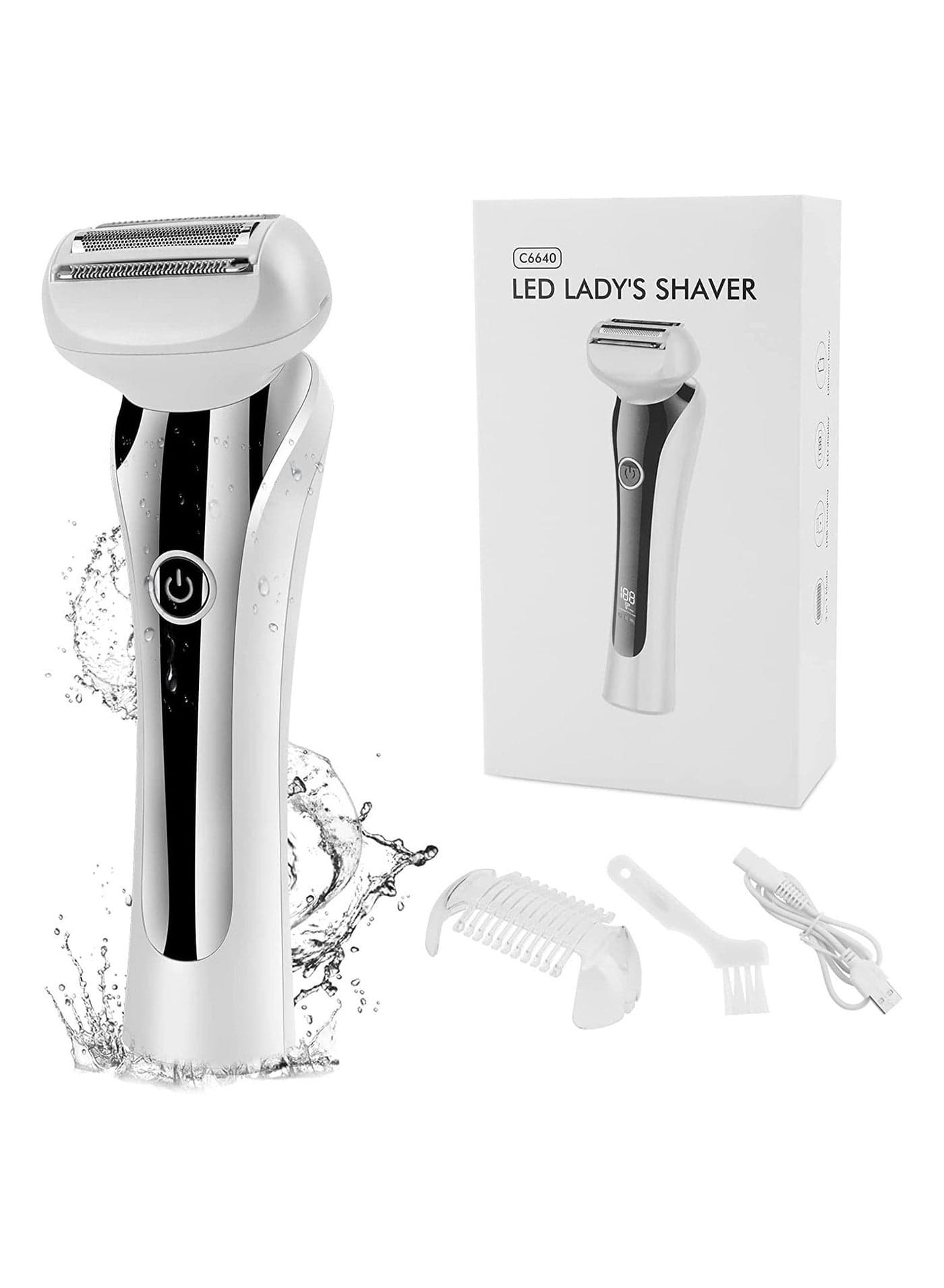 SYOSI Electric Razor for Women, Cordless Rechargeable Bikini Trimmer Painless Razor, Waterproof Hair Remover with LED Display