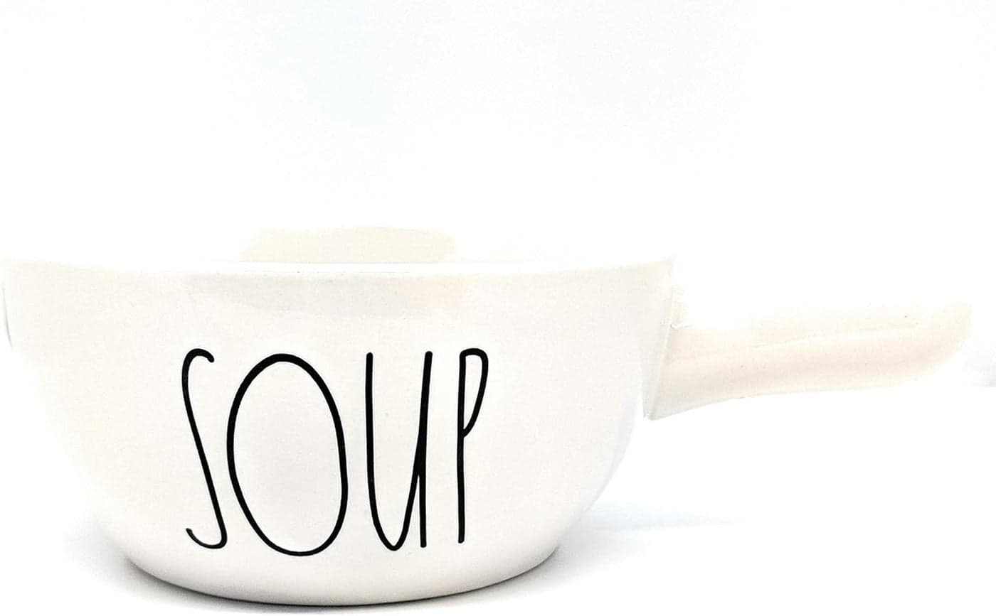 Rae Dunn by MagentaSOUP Ceramic Soup Bowl with handle in Large Letters LL