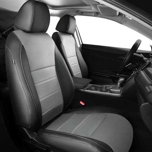 FEINEPRO Leather Seat Covers for Honda Civic Hatchback EX, EXL, Sport, Touring, 2016-2021, Car Seats Cover Full Set Seatback Waterproof, Black Grey (60/40 Split Seatback-with Rear Armrest)